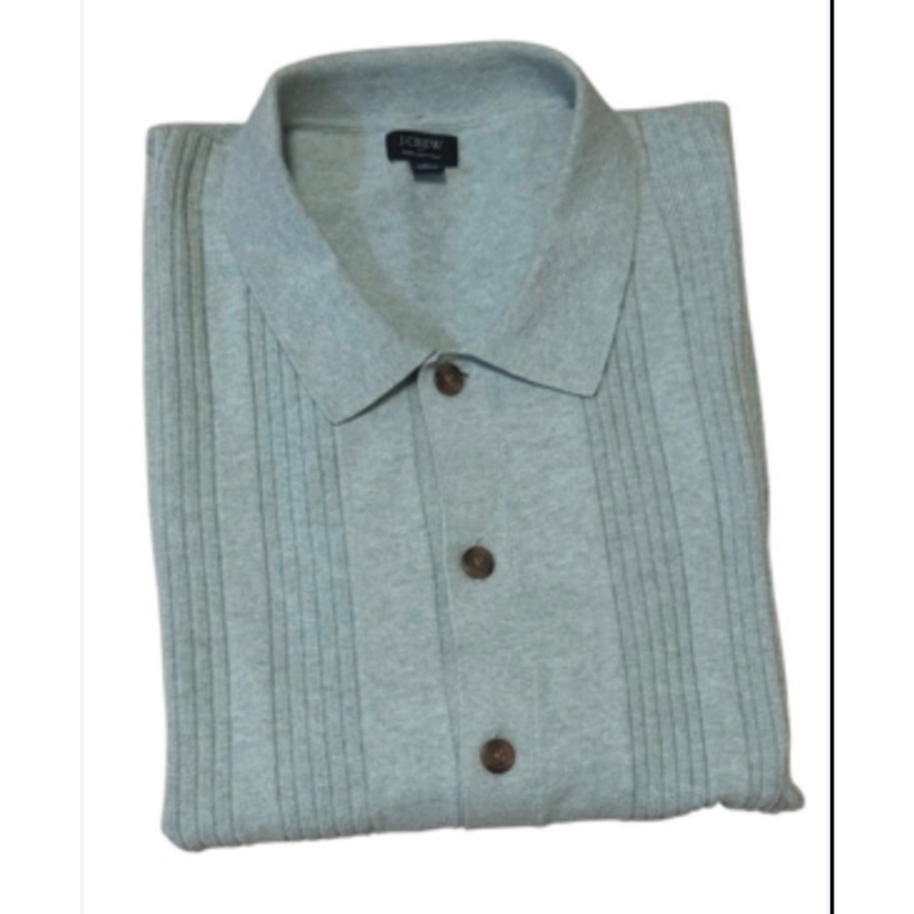 J.Crew Men's Textured Cotton Short-Sleeve Sweater-Polo Sage Mint Men's Large